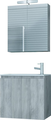 Έπιπλο Μπάνιου Κρεμαστό 55cm σετ με νιπτήρα και καθρέφτη Drop Verona 55 GREY