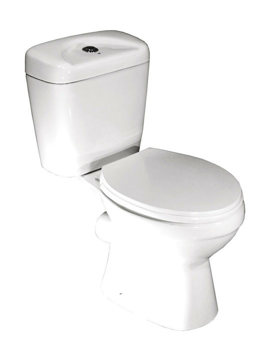 Λεκάνη Gloria Rina Δαπέδου με Καζανάκι με Κάλυμμα Soft Close Λευκή