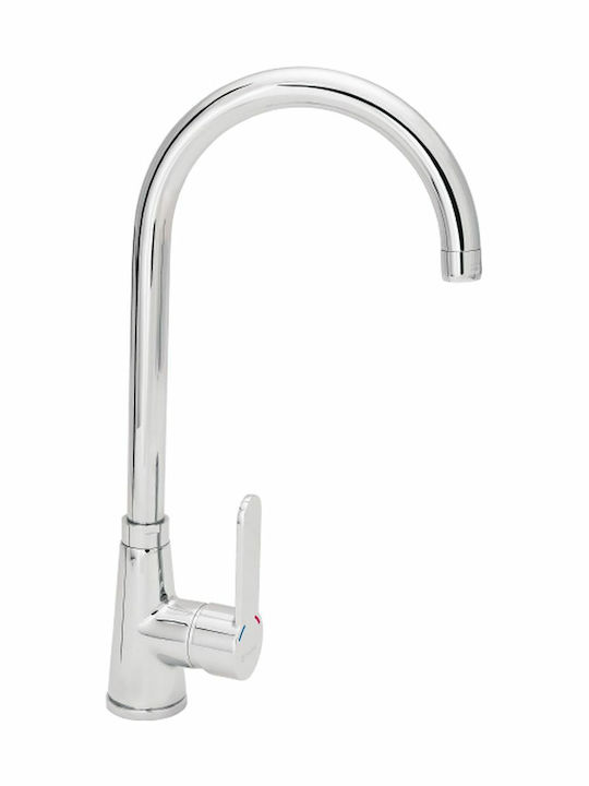 Μπαταρία Κουζίνας Πάγκου Ασημί Omega Ψηλή