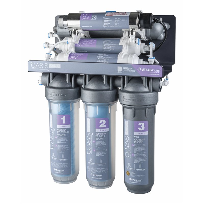 ATLAS FILTRI 387101 Φίλτρο 7 Σταδίων Oasis Sanic DP Trio 75-UV Αντίστροφης Ώσμωσης με Λάμπα Uv – RO Μεμβράνη 75 GPD-1812