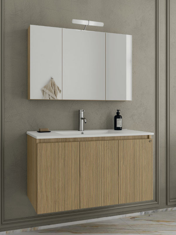 Drop Verona 100 Slavonia Oak &amp; Strada 5FVR100LO Έπιπλο Μπάνιου Μελαμινικό