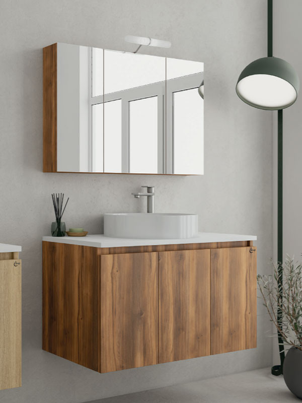 Drop Verona 100 Amber Baroque Oak 5FVRP100BO Έπιπλο Μπάνιου Μελαμινικό