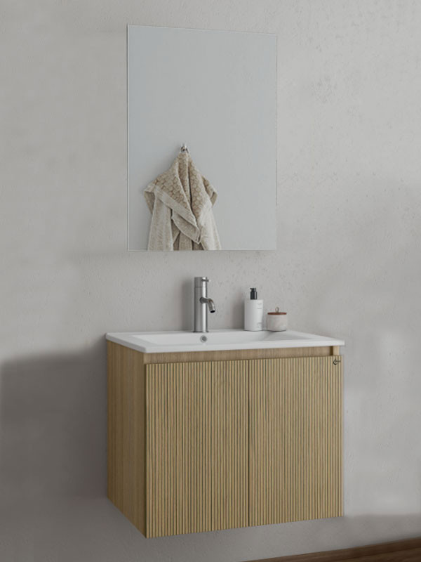 Drop Verona 60 Slavonia Oak &amp; Strada 5FVRM60LO Έπιπλο Μπάνιου Μελαμινικό