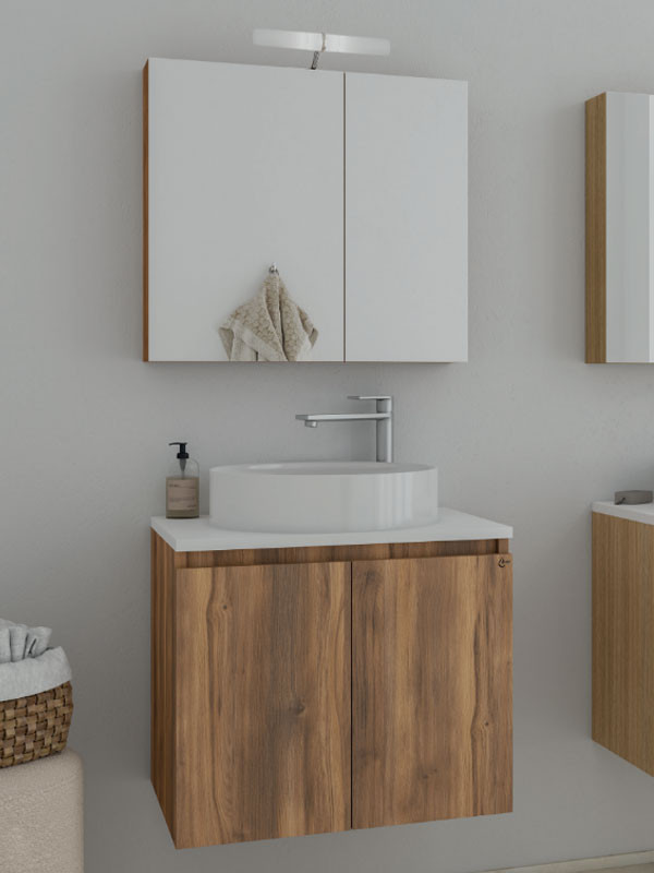 Drop Verona 60 Amber Baroque Oak 5FVRP60BO Έπιπλο Μπάνιου Μελαμινικό