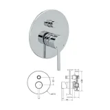 Μίκτης Μπαταρίας Εντοιχισμού Ντουζιέρας 2 Εξόδων Ασημί 00-08600