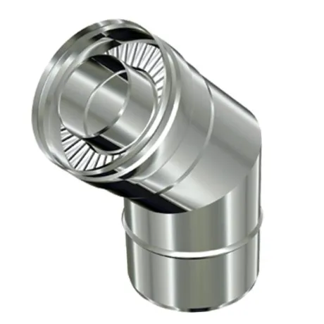 Γωνιά καπνοδόχου Διπλού τοιχώματος Φ130-180-45ο